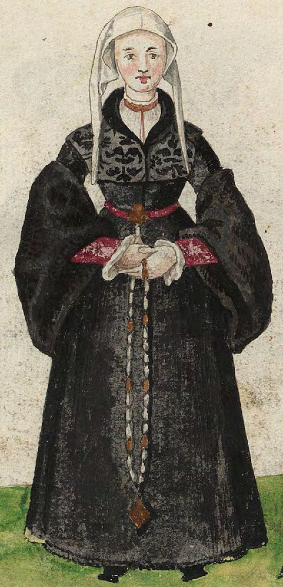 1540s Gelders Burger. Fig. 1, plate 33v, Codice de trajes, Christoph Weiditz. BNE bdh0000052132