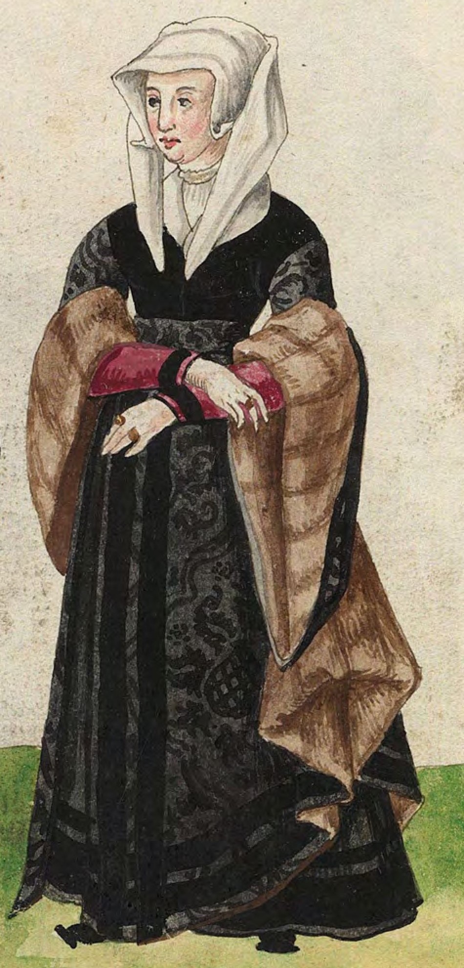 1540s Gelders Burger. Fig. 2, plate 33v, Codice de trajes, Christoph Weiditz. BNE bdh0000052132
