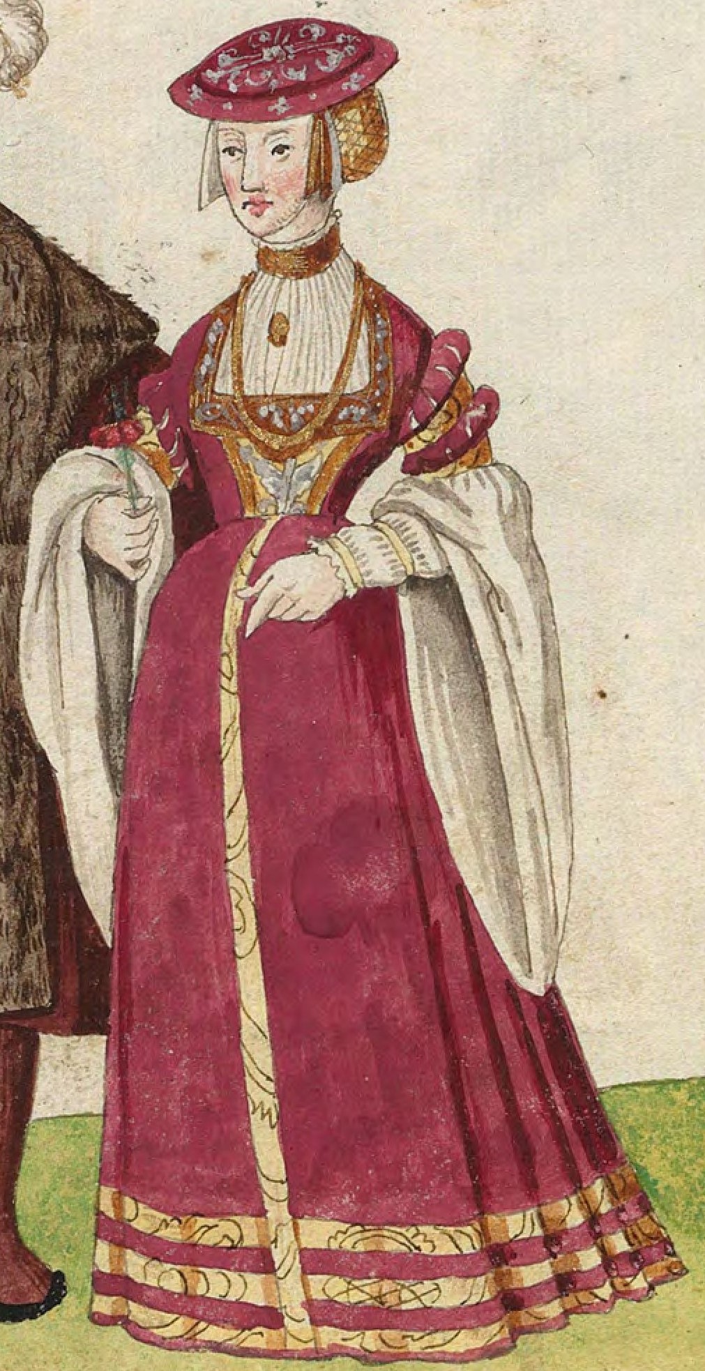 1540s Julich nobility. Fig. 3, plate 42v, Codice de trajes, Christoph Weiditz. BNE bdh0000052132
