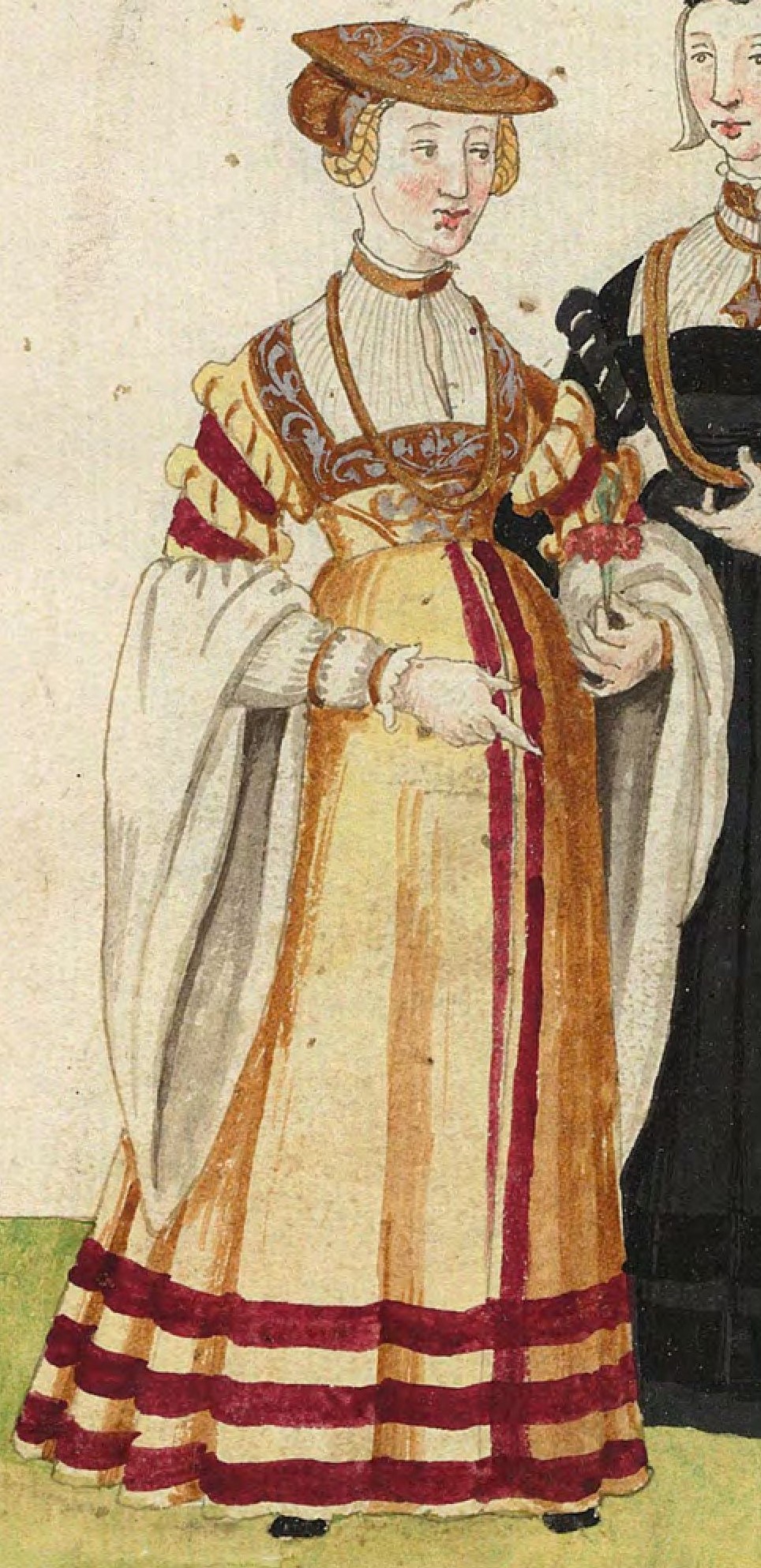 1540s Julich citizen. Fig. 1, plate 43r, Codice de trajes, Christoph Weiditz. BNE bdh0000052132